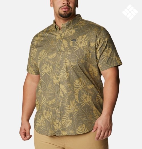 Men's Columbia Rapid Rivers Printed Short Sleeve Shirts Olive | Plus Size CA-J501L